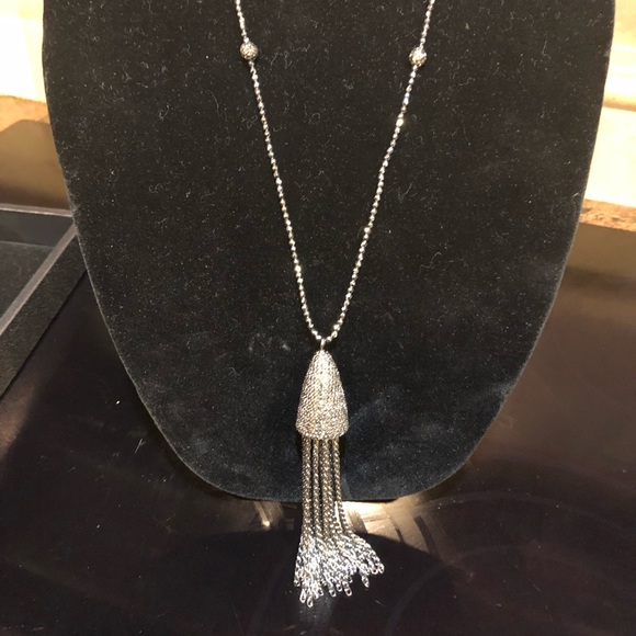 Faceted Hematite & Marcasite Tassel Long Necklace - Picture 2 of 13